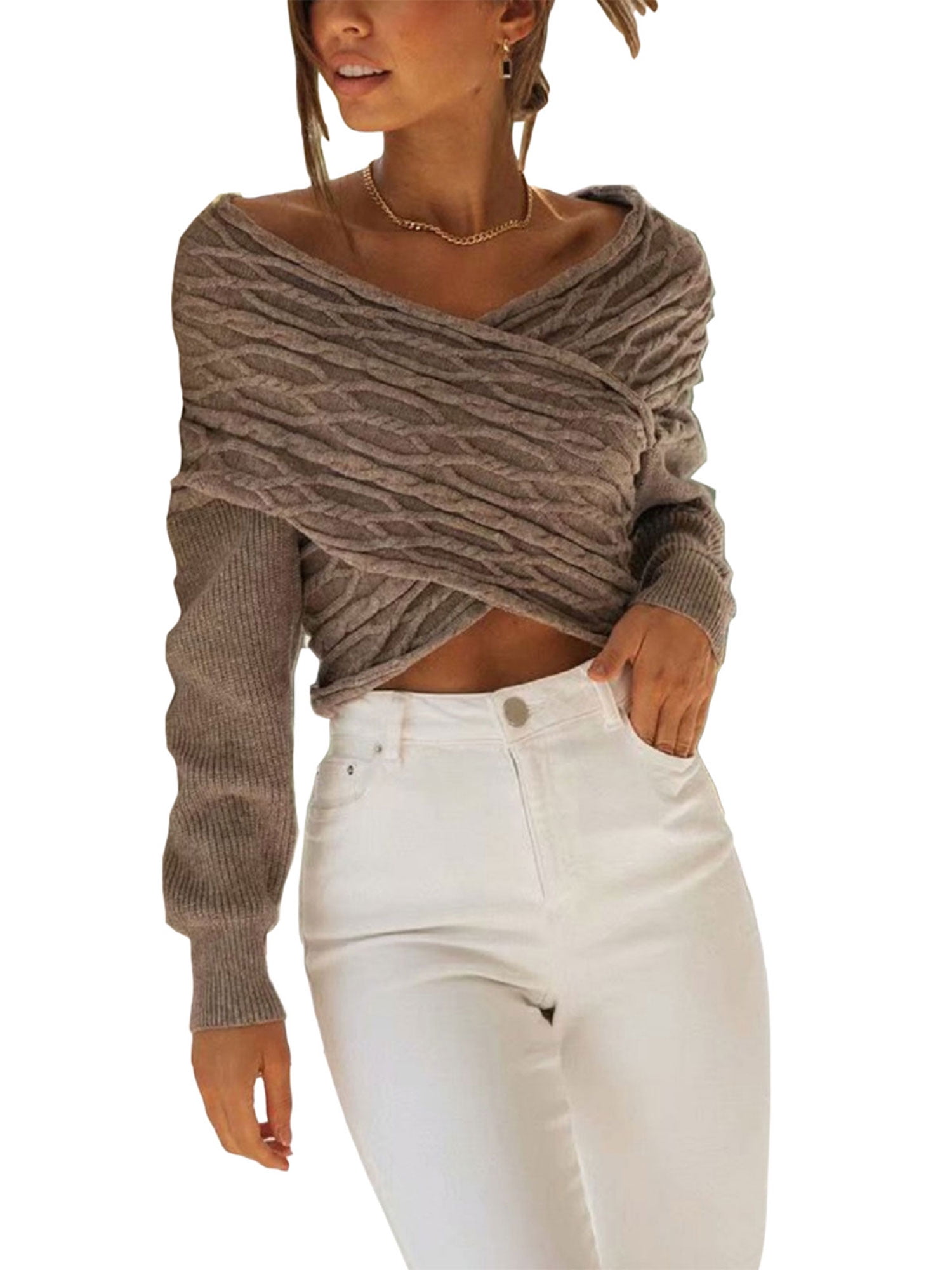 Women V-Neck Criss Cross Twisted Back 