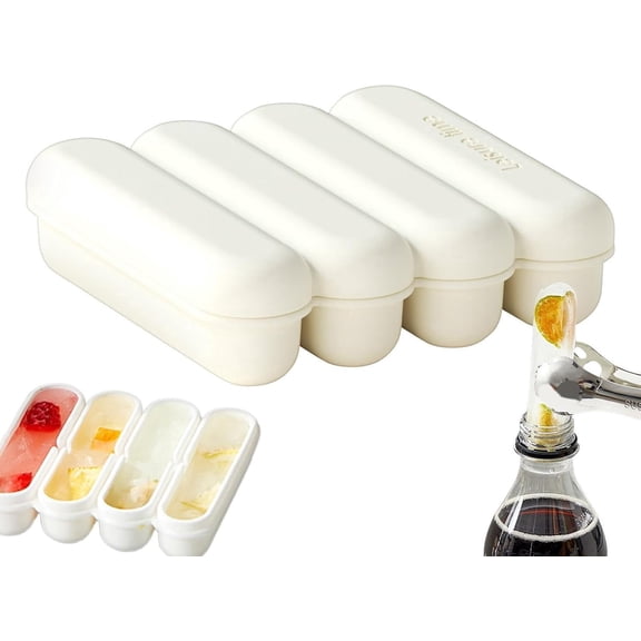 Ice Cube Molds Set, Silicone Freezer Tray with Lid, 4-Compartment Long Ice Stick Tray, Reusable Easy Release Soup Freezer Molds