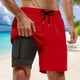 thumbnail image 2 of Bañador para hombre con forro de compresión - 95 % poliéster, 5 % elastano, cintura con cordón, estampado de árboles de colores - Pantalones cortos para playa, natación y pesca, 2 of 4