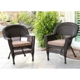 thumbnail image 1 of Jeco Chaise en Osier Espresso avec Coussin Marron (Ensemble de 2), 1 of 1