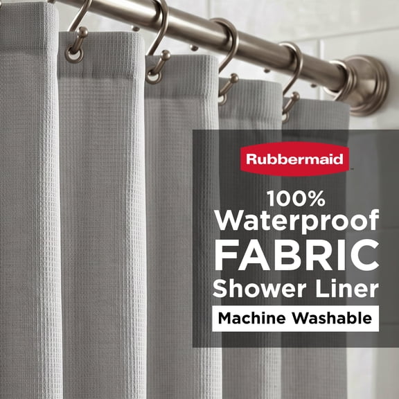 Rubbermaid Gray Waterproof Fabric Shower Liner, 70" x 72"