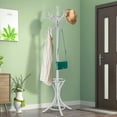 thumbnail image 4 of Gymax Wood Standing Hat Coat Rack Jacket Bag Hanger Tree 12 Hooks w/ Umbrella Stand, 4 of 10