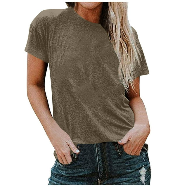 FAIWAD T-Shirts à Manches Courtes pour Femmes Été Col Rond Manches Courtes Grande Taille T-Shirts Décontractés Plage Vacances Basiques