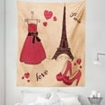 thumbnail image 1 of Heels and Dresses Tapestry, Paris Boutique French Retro Dress Shoes Eiffel Tower, Fabric Wall Hanging Decor for Bedroom Living Room Dorm, 5 Sizes, Pale Salmon Dark Brown, by Ambesonne, 1 of 1