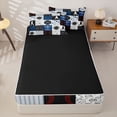 thumbnail image 4 of Homewish Eat Baseball Sleep Zipper Full Size Comforter Sets with Fitted Sheet and 2 Pillowcases, Blue Patchwork Zipper Bedding Set for Men and Women, Black Reversible, 4 Pieces, 4 of 6