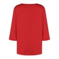 thumbnail image 6 of Mifsaly Plus Size Blouses for Women 3/4 Sleeve Square Neck Cotton Tops Button Decoration Lightweight Breathable Oversized Tshirts Summer Casual Work Office Outfits L, 6 of 7