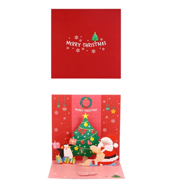 3D Christmas Greeting Card Holiday Blessing Handmade Message Card for Kids Festive Season Paper Carving Art Unique Design