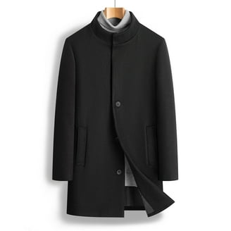 Lcziwo Winter Trench Coat Men Notched Collar Single Breasted Top