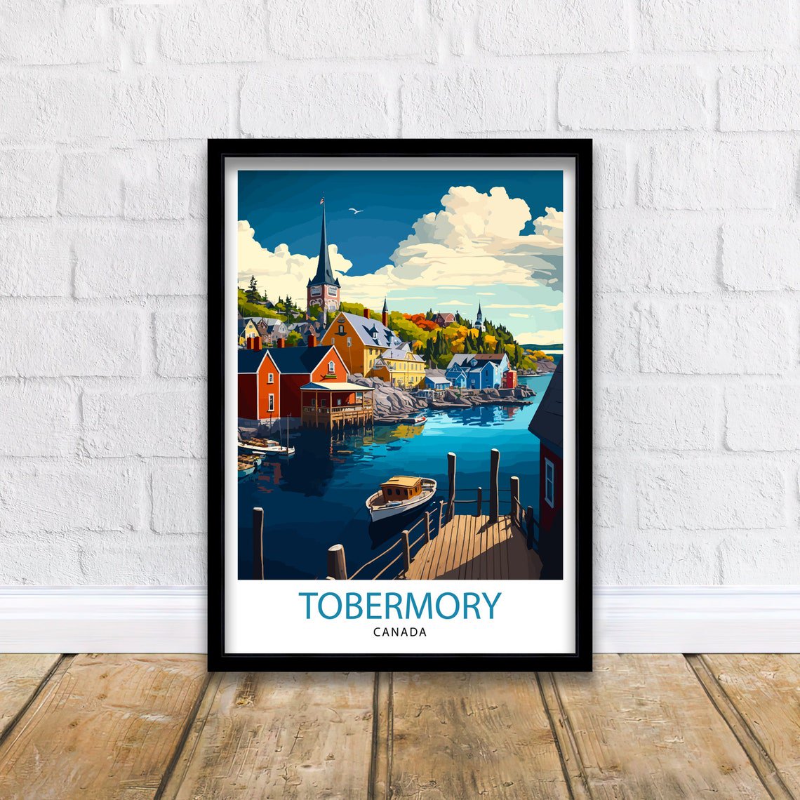 Tobermory Canada Travel Poster, Colorful Illustration Print, Poster Only