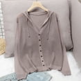 thumbnail image 2 of FRSASU Womens Casual Lightweight Long Sleeve Cardigan Soft Open Front Button Solid Color Knitted Coat Tops Coffee, 2 of 7