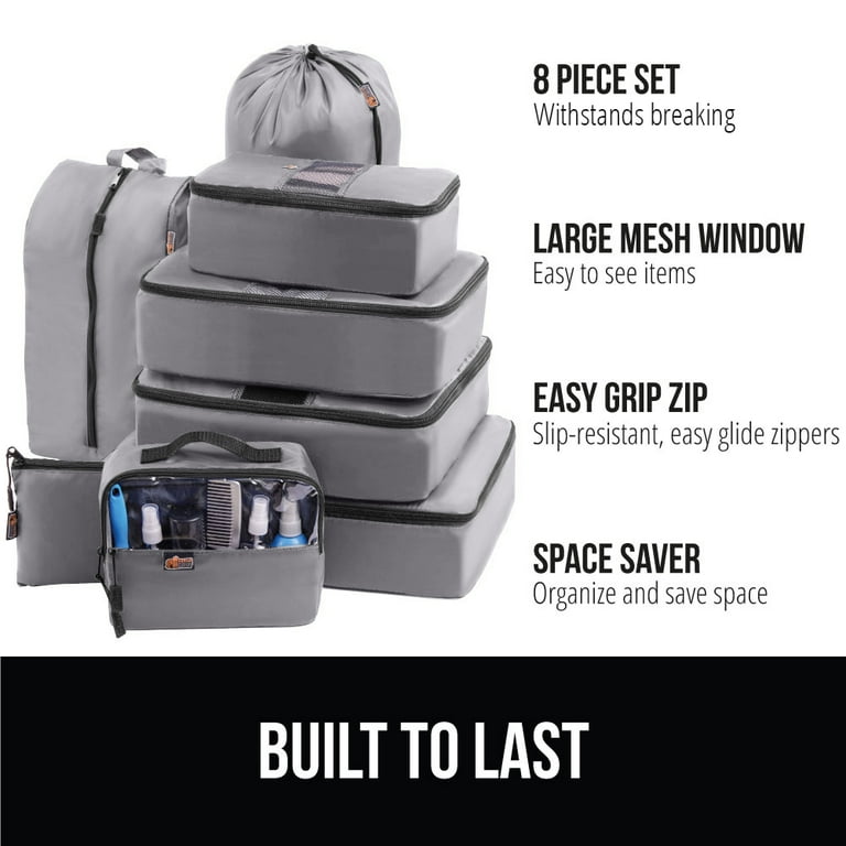 GORILLA GRIP 8 Piece Packing Cubes Set, Travel Essential Space