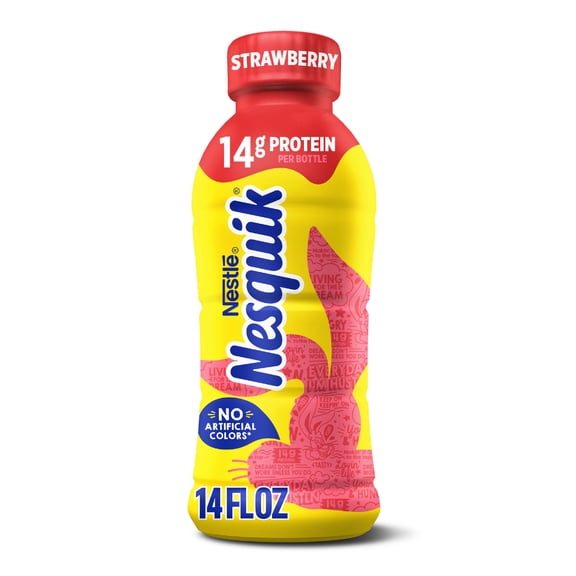 Nesquik Strawberry Milk, Lowfat Milk Beverage, Breakfast Drink, Strawberry Drink 14 fl oz