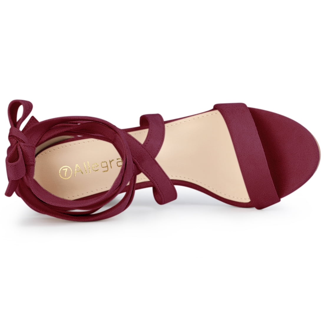 DARING DIVA Stylish Women's Lace Up Block Heels Sandals Burgundy 8