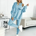 thumbnail image 4 of TNOBHG Women Hooded Casual Suit 3-piece Women's Hoodie Vest Pants Set Solid Color Soft Warm Casual Outfit Long-sleeve Pocket Pullove Top, 4 of 8
