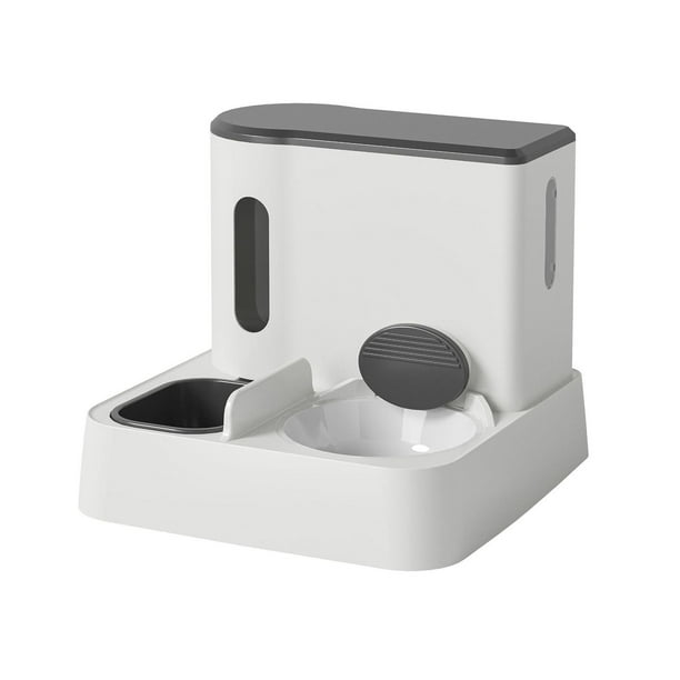 Comedero y bebedero automático para mascotas, juego 2 en 1, bebedero de 1 l y comedero de 2,8 l. gris