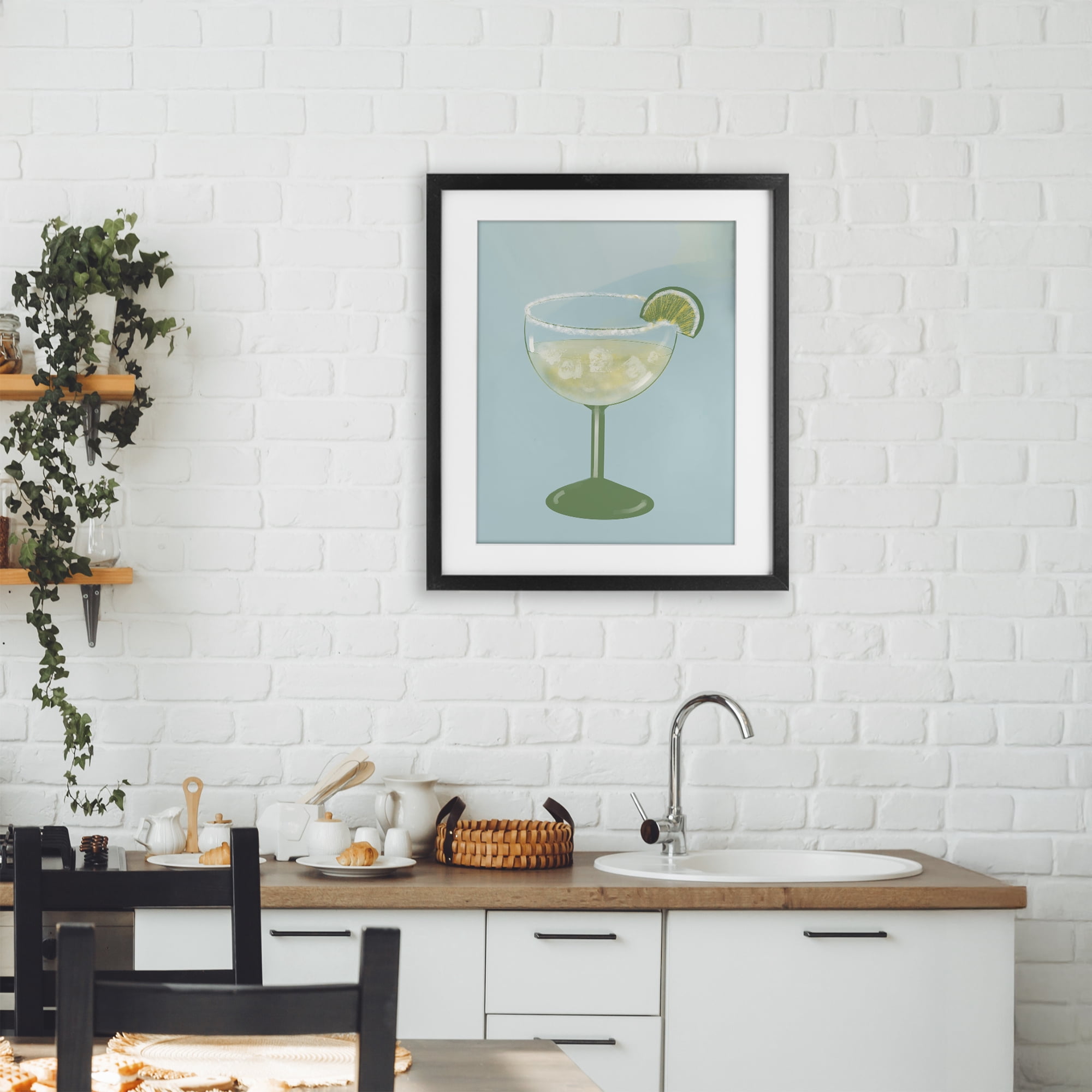 Stupell Industries Margarita Glass over Blue Black Framed Print Under Glass, design by Robin Maria