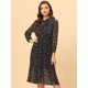 thumbnail image 2 of Vestido Maxi De Manga Larga Con Cuello De Lazo Floral Para Mujer Negro S, 2 of 5