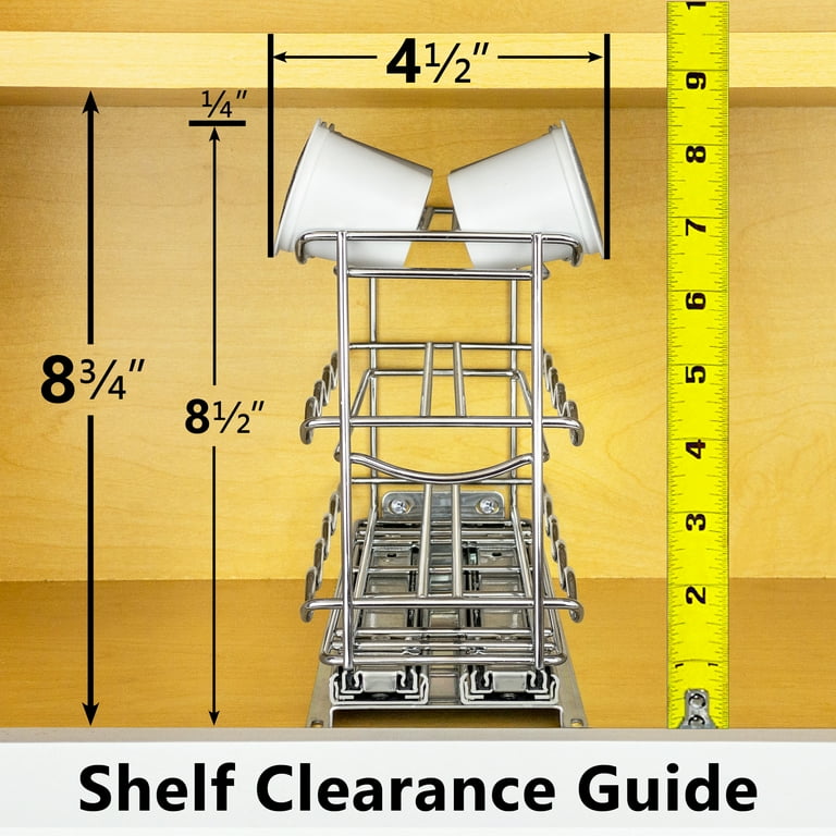 LYNK PROFESSIONAL 4 Wide Slide Out K-Cup Organizer for Upper Kitchen  Cabinet, Pull Out Rack, Chrome 