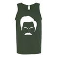 thumbnail image 2 of Wild Bobby, White Parks and Rec Fans Ron Swanson Mustache Face Silhouette, Pop Culture, Men Graphic Tank Top, Forest Green, Small, 2 of 4