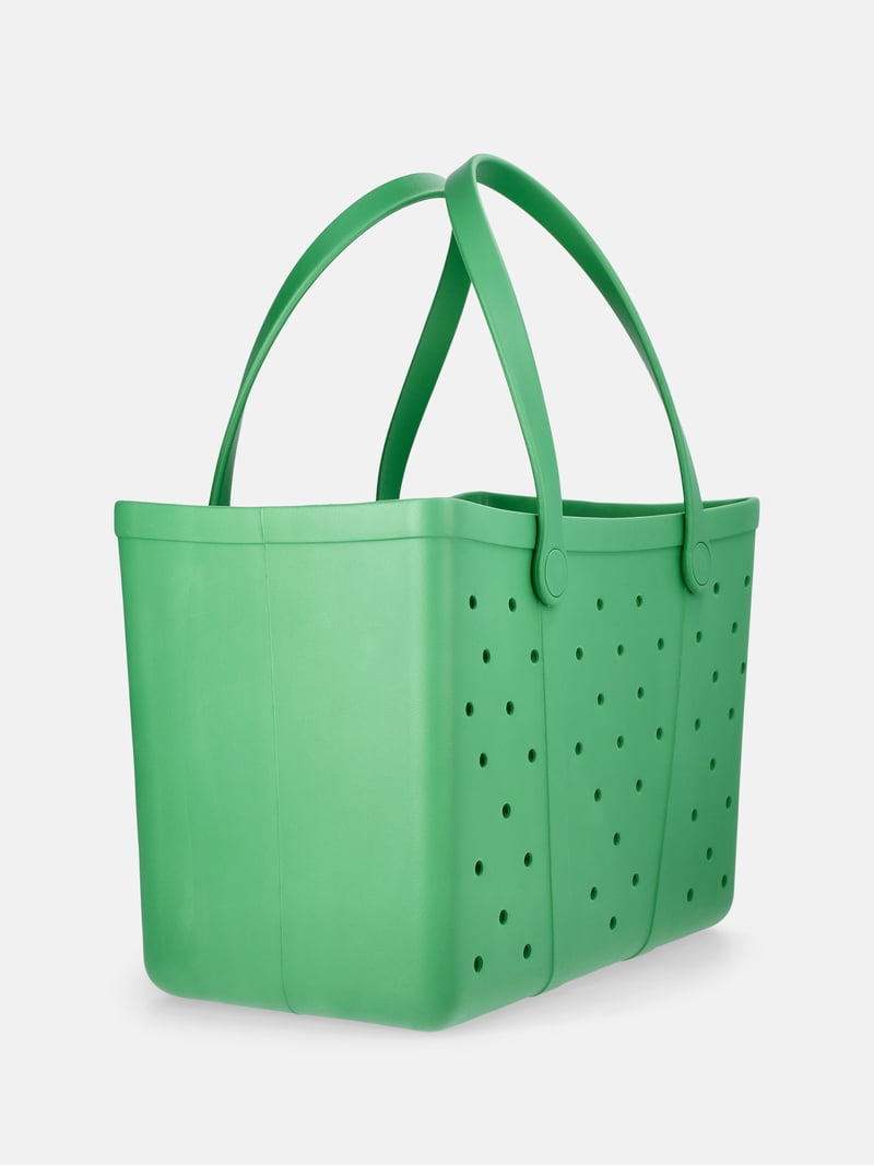 Time and Tru Women's Waterproof EVA Beach Tote Bag, Green
