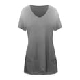 thumbnail image 5 of Tunic Tops for Women Summer Short Sleeve V Neck Irregular Hem Casual Plain Long T Shirts with Pockets, 5 of 6