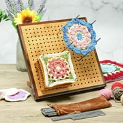 15.4" Foldable Crochet Blocking Board, Upgrade Large Blocking Board Crocheting with 30 Pcs Pins, Granny Square Blocking Boards Crochet Projects, Wooden Knitting Blocking Board for Blocking Crochet