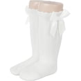 thumbnail image 2 of Minzimin 3Pairs Baby Knee High Socks Girls Bow Ruffled Tube Socks Toddlers Infant School Uniform Leggings Long Stockings, 2 of 3