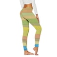 thumbnail image 5 of Gyexs Striped Tights for Women - Green and White / Pink and Purple / Yellow and Blue, Rainbow Print Leggings Yellow & Size S, 5 of 5