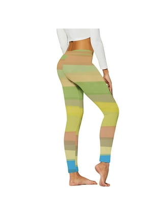 Rainbow Striped Full Length Yoga Pant Leggings (Medium) at