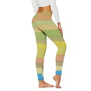 Ketyyh-chn99 Women Leggings Joggers for Women Casual Fashion Tight High Waist Sports Yoga Pants Colorful Striped Printed Leggings Yellow,L