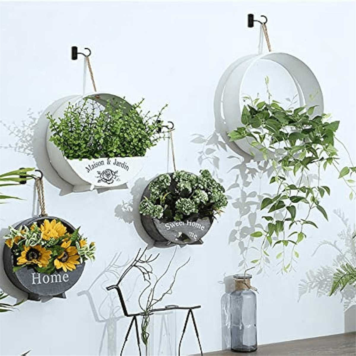 Crochets Pour Plantes Suspendues - Lot De 2, Métal Blanc, 20,3 X 25,4 Cm, Avec Vis Et Chevilles, Pour Paniers, Lanternes, Décorations - 2