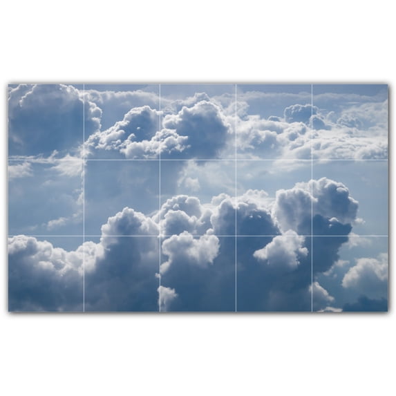 Picture-Tiles.com: Clouds Ceramic Tile Wall Mural WAL500394-53S. 21.25"W x 12.75"H using (15) 4.25" x 4.25" Ceramic Tiles-Satin Finish