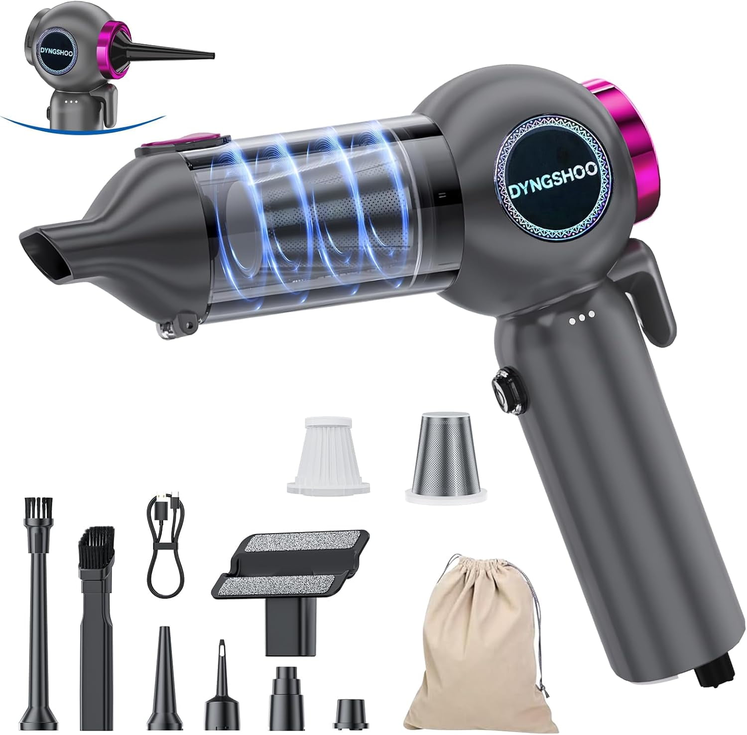 Handheld Car Vacuum Portable Cordless（Equipped with a one-Touch Window Breaker and Seatbelt Cutter ） Car Vacuum Cleaner with 25000Pa Ultra-Strong Suction,Design for Drivers ()