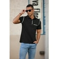 thumbnail image 4 of QDG Mens Polo Short Sleeve Shirt Casual Summer Classic Collared T-Shirt Basic Button Tee with Pocket BLack L, 4 of 8