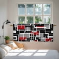 thumbnail image 3 of Red Black Geometric Tier Curtains 24 Inch Length, Modern Color Block Abstract Cafe Short Curtains for Bathroom Over Sink, Small Kitchen Curtain Light Filtering Tiered Drapes 2 Panels 27.5"Wx24"L, 3 of 8