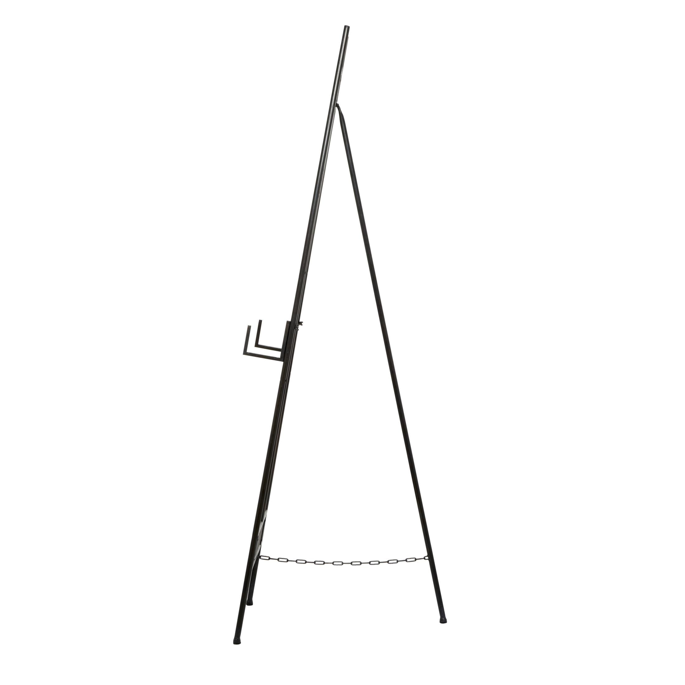 DecMode 19" x 66" Black Metal Tall Adjustable Floor 3 Tier Easel with Wood Panels, 1-Piece
