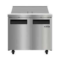 36 in. Commercial 2-Door Refrigerated Salad and Sandwich Prep Table, 10 Pan Capacity and 11 Cu. Ft. of Storage in Stainless-Steel (KM-PTR36-2D)