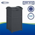 thumbnail image 6 of Suncast 30-Gallon Hideaway Outdoor Trash Waste Bin, Cyberspace (3 Pack), 6 of 12