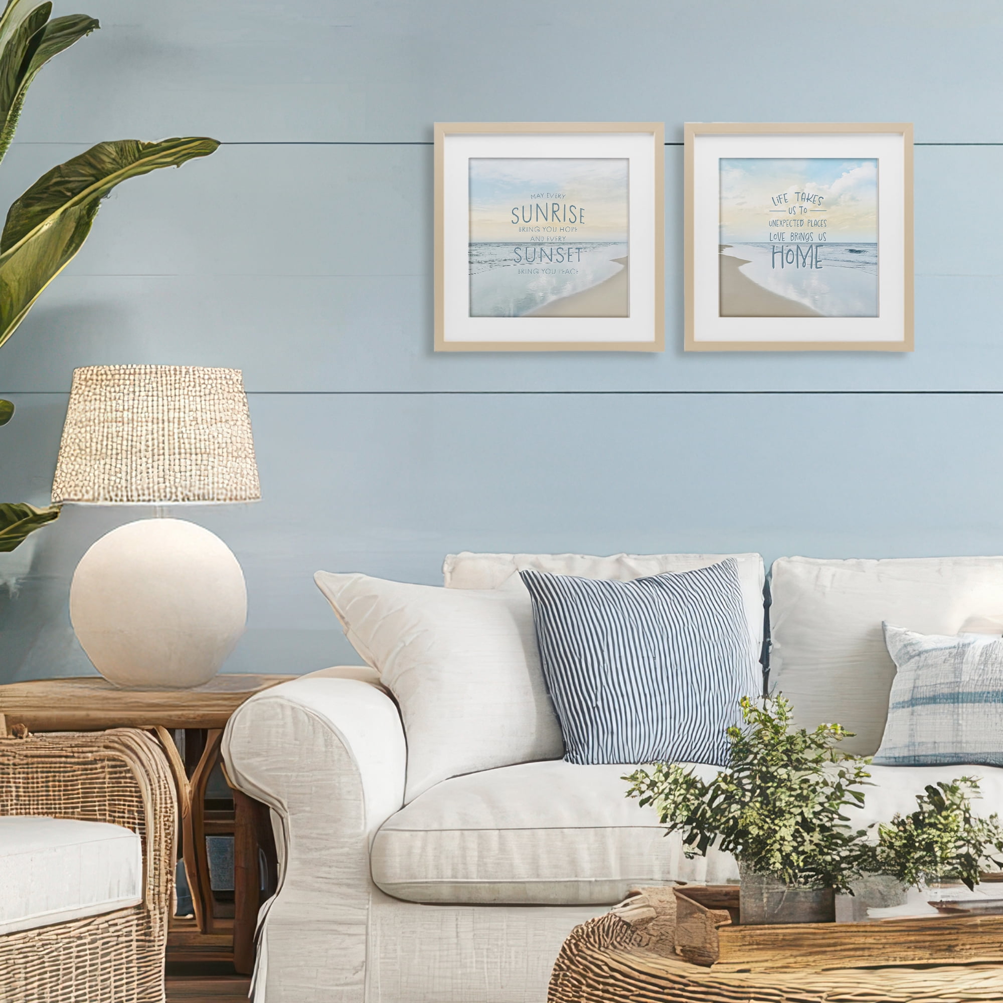 Stupell Industries Beautiful Beach Inspirations 2 Piece Birch Framed Print Under Glass Set, design by Natalie Carpentieri