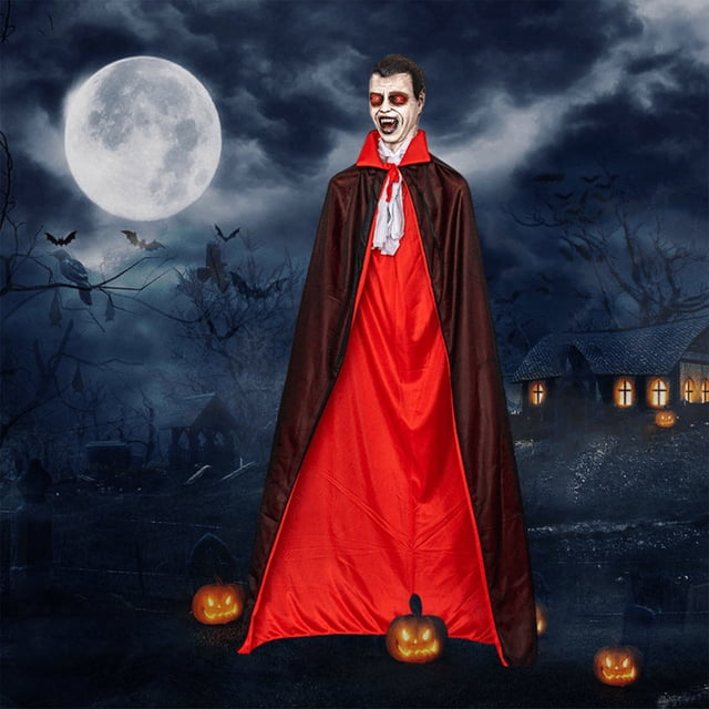 Fiudx Liquidación de ahorros de verano Fantasma colgante de Halloween, decoración de terror, sensor activado por voz, sonido brillante, capa chupasangre, cabeza de goma, disfraz espeluznante