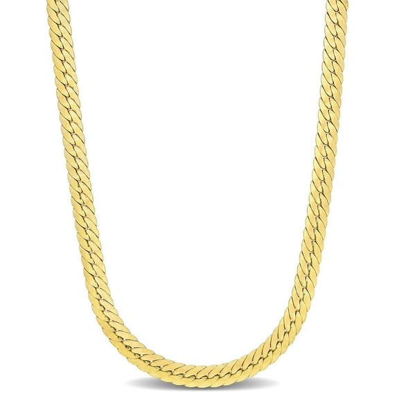 AMOUR Herringbone Chain Necklace In Yellow Plated Sterling Silver, 16 In
