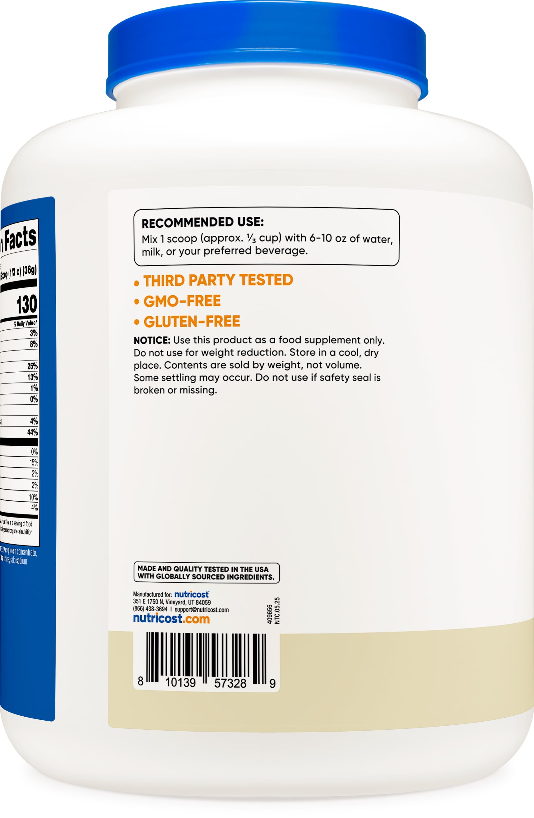 Nutricost Whey Protein Concentrate Powder (Vanilla) 5LBS - Gluten Free, Non-GMO Supplement