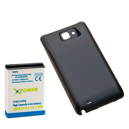 X Power 5000mAh Extended Battery + Black Door For Samsung Galaxy Note