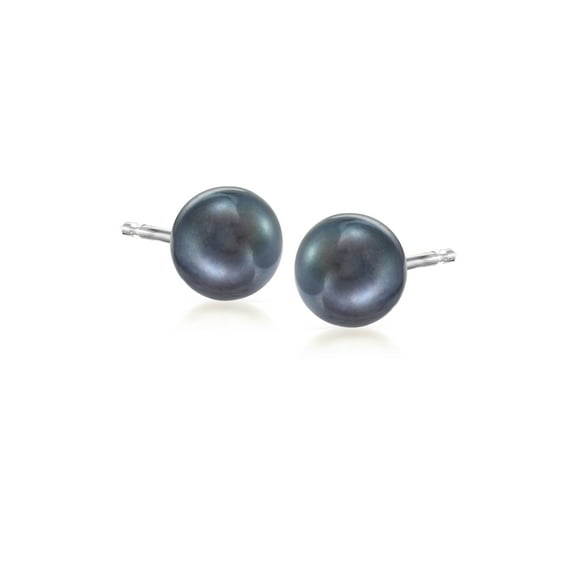 Ross-Simons 6-7mm Black Cultured Pearl Stud Earrings in 14kt White Gold, Women's, Adult