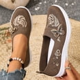thumbnail image 7 of Domzle Womens Orthopedic Shoes Wide Width Butterfly Embroidered Slip On Knitting Flat Loafers Walking Shoes Soft Breathable Lightweight Mesh Sneakers with Arch Support Brown 36, 7 of 7