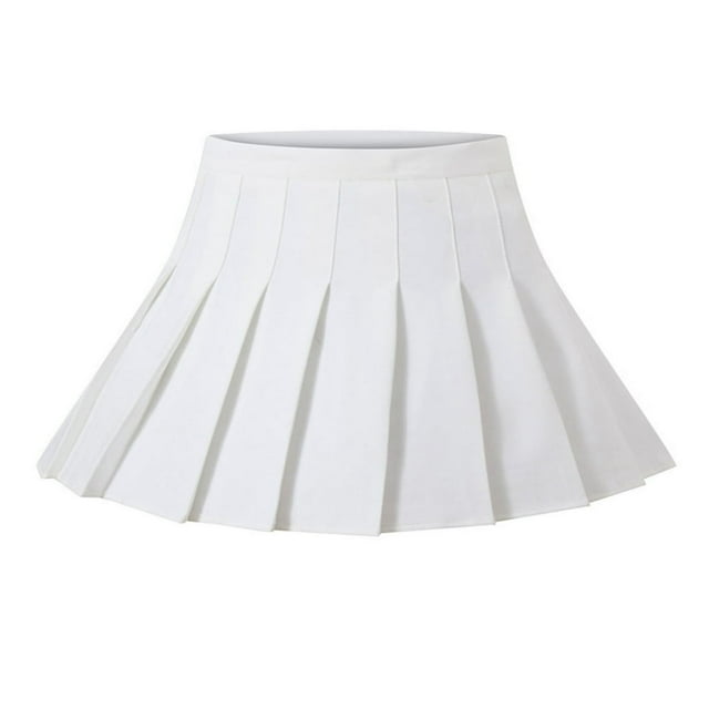 Jupe Plissée Unie Taille Haute pour Filles Femmes, Jupe Trapèze Mini