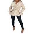 thumbnail image 4 of Vestes en Cuir PU pour Femmes, Cardigan à Col en Peluche avec Ceinture, Veste d'Hiver à Manches Longues, Mode Urbaine, 4 of 5