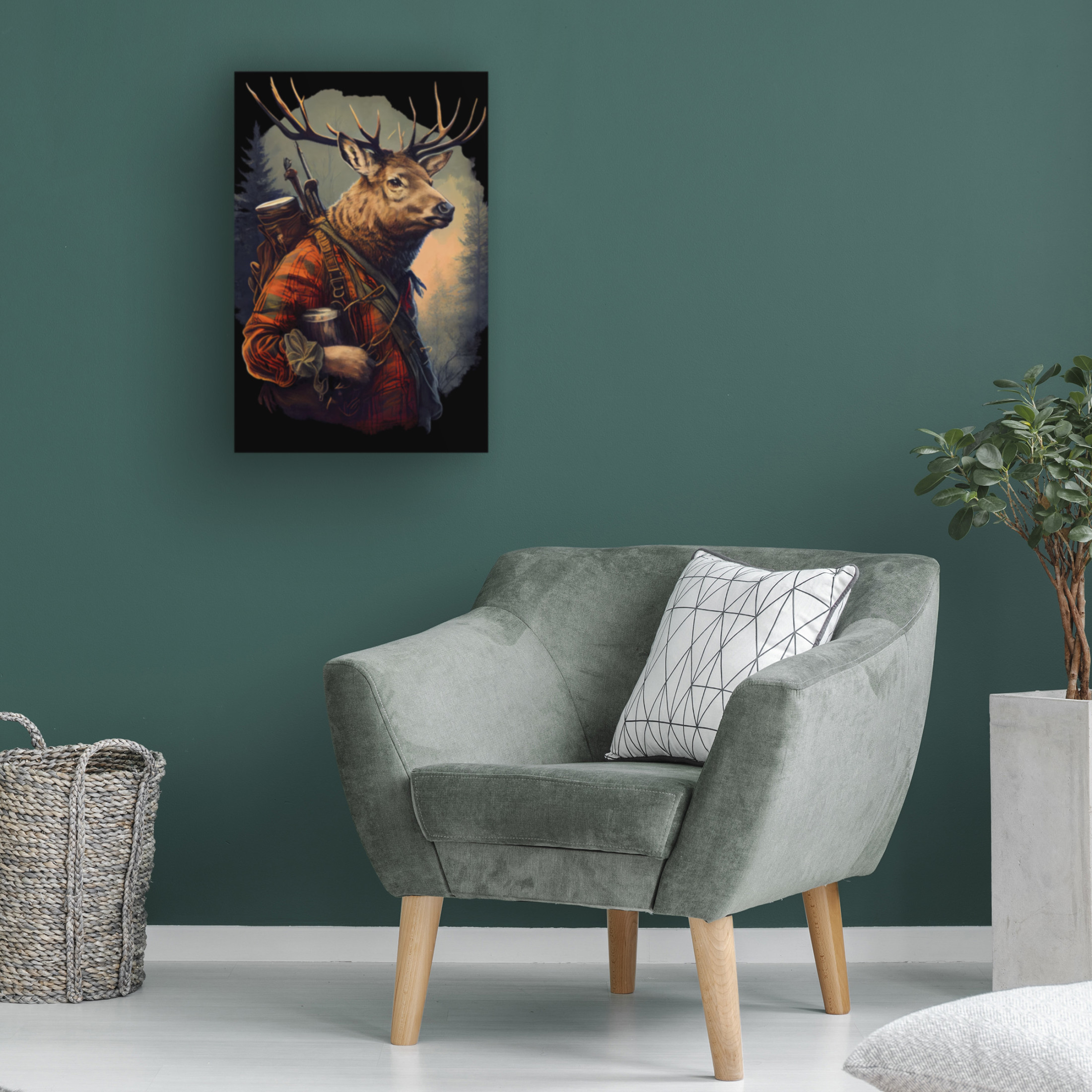 Canvas Wall Art - Sasha 'Deer Hunting II' Wall Art for Living Room, Bedroom, or Office Décor by Trademark Fine Art - 22 x 32 Inches
