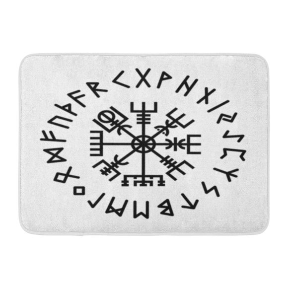 POGLIP Norse Vegvisir Rune Abstract Algiz Amulet Celtics Collection Creative Doormat Floor Rug Bath Mat 30x18 inch