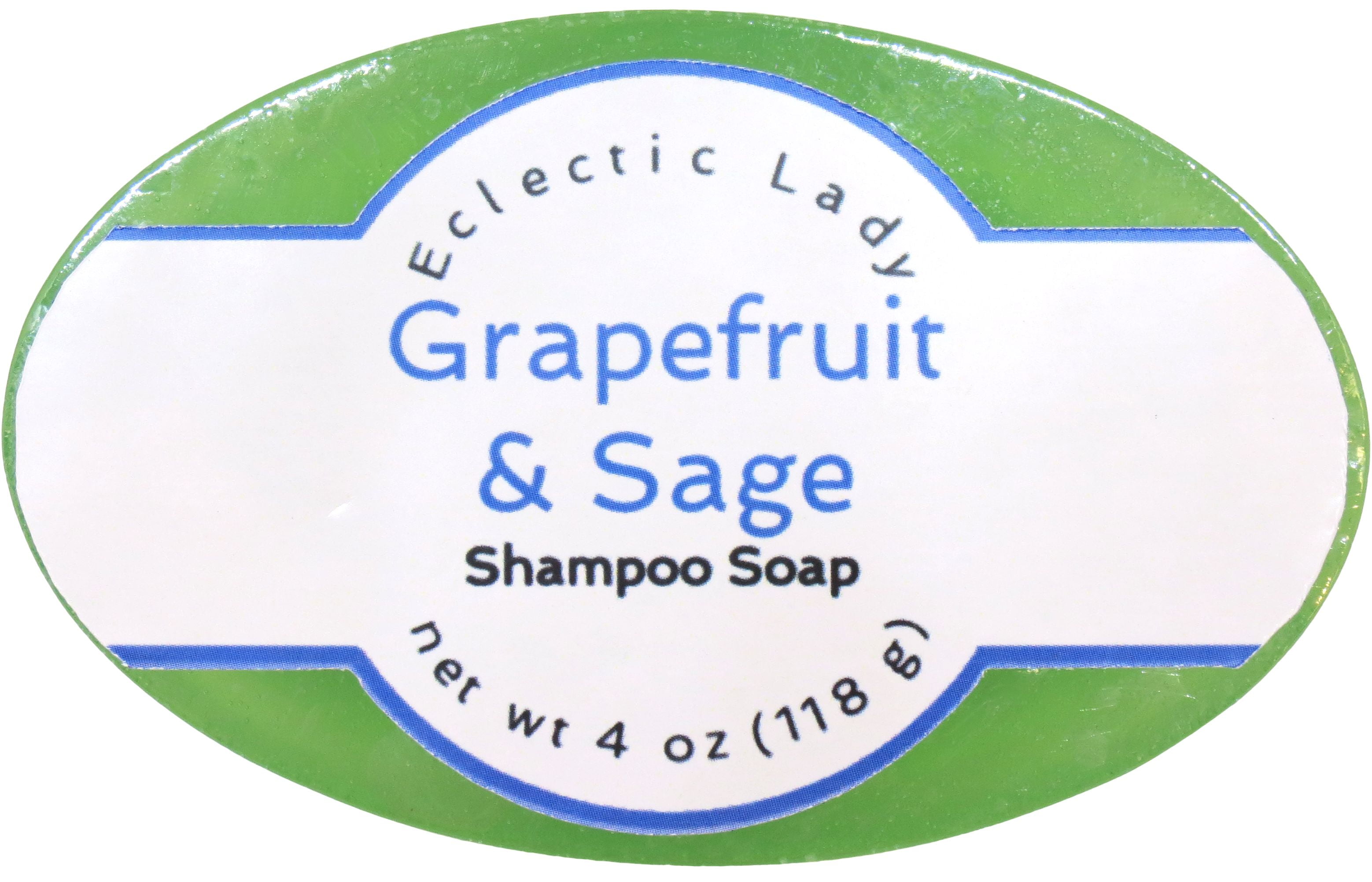 Grapefruit And Sage Shampoo Soap Bar By Eclectic Lady with Pure Argan Oil, Silk Protein, Honey Protein and Extracts of Calendula Flower, Aloe, Carrageenan, Sunflower - 4 oz Bar